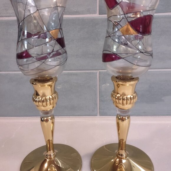 Vtg Mosaic Peglite pair of candleholders - Picture 2 of 7